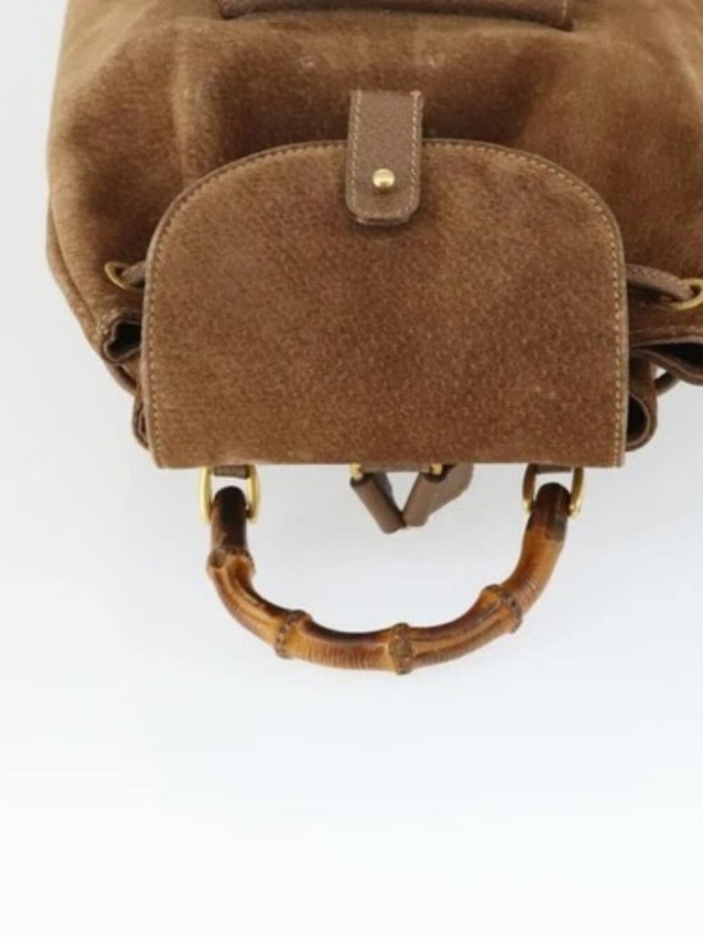 GUCCI Bamboo Backpack Suede Brown Gold 003 - Picture 5 of 16